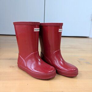 Hunter Original Kids First Classic Gloss Rain Boots Military Red, US size 10